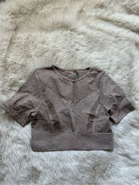 Taupe Short-Sleeve workout top